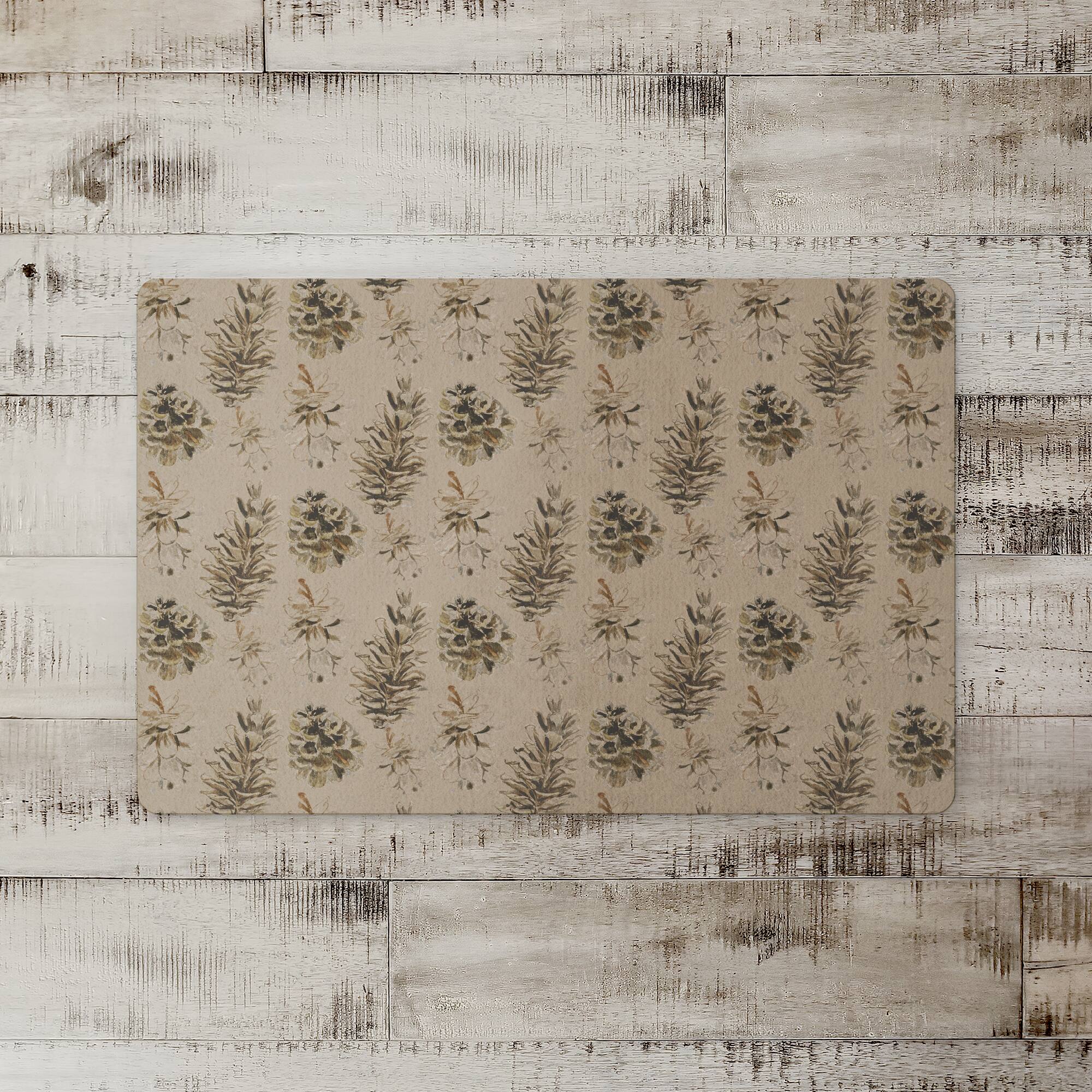 Pinecones on Brown Floor Mat